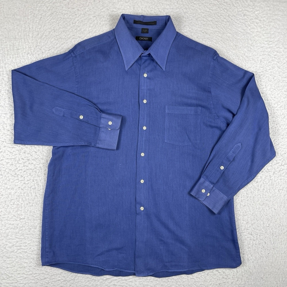 DKNY Shirt Mens 17-32/33 XL Blue Workwear‎ Office Business Casual Commute Travel